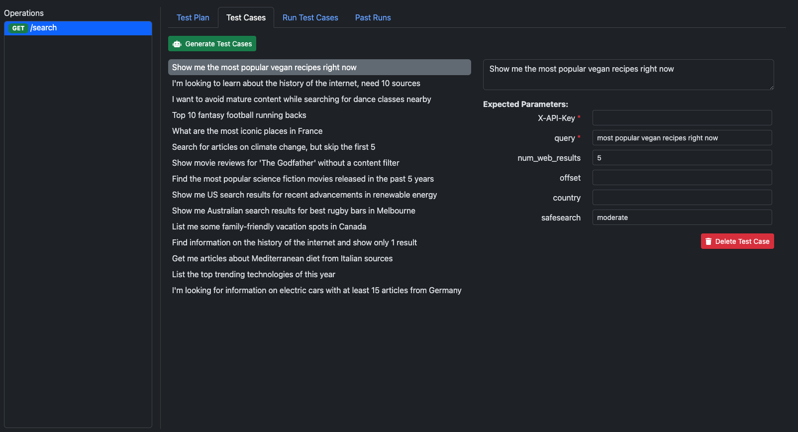 Screenshot of generated plugin test cases