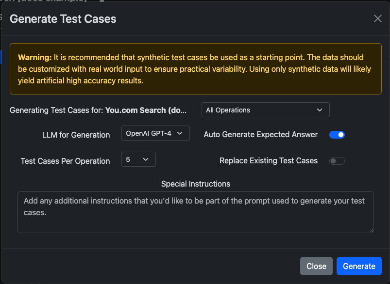 Screenshot of the plugin generation modal